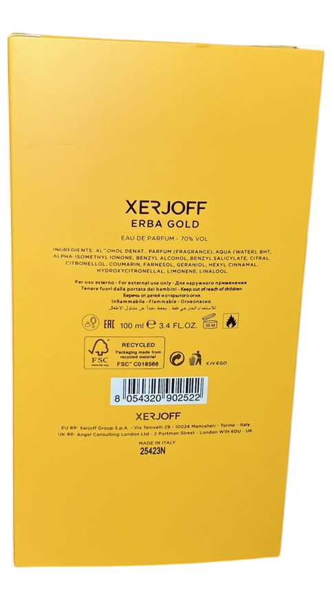 XERJOFF ERBA OR EAU DE PARFUM 100 ml. | Parfum Original de Luxe