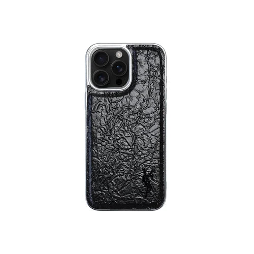 Coque iPhone YSL Effet Cuir Black